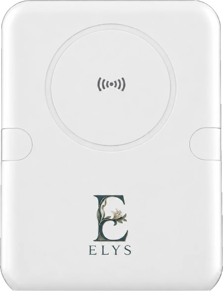 Le capteur d’Elys, de la taille d’une paume, marqué du monogramme Elys.
